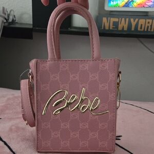 Bebe Gianna Monogram Crossbody Light Pink Mini Bag
